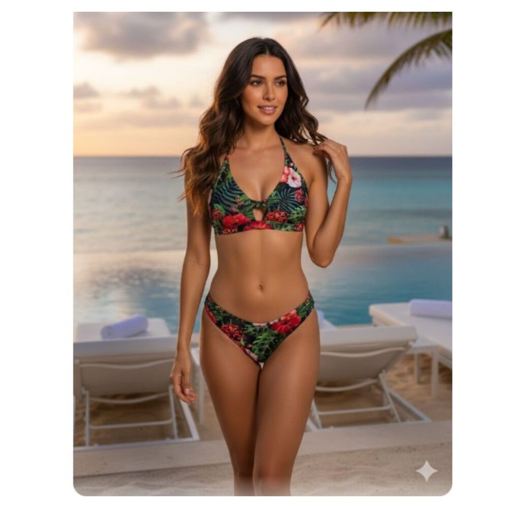 Frederick’s of Hollywood Bikini Tropical Floral 2 Piece NWT Size S